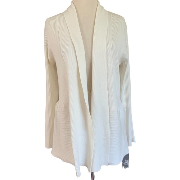 JM Collection Jackets & Blazers - JM Collection Women's Open-Front Cardigan White Size LARGE